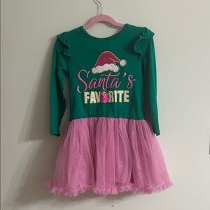 Santa's Favorite Green and Pink Tulle Holiday Dress for Girls